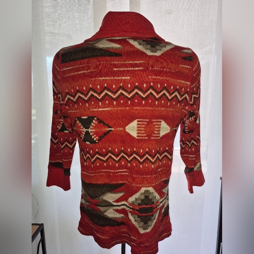 Lauren Ralph Lauren Active Aztec Red Quarter Zip 3/4 Sleeve Thermal Top X-Large - Picture 2 of 4